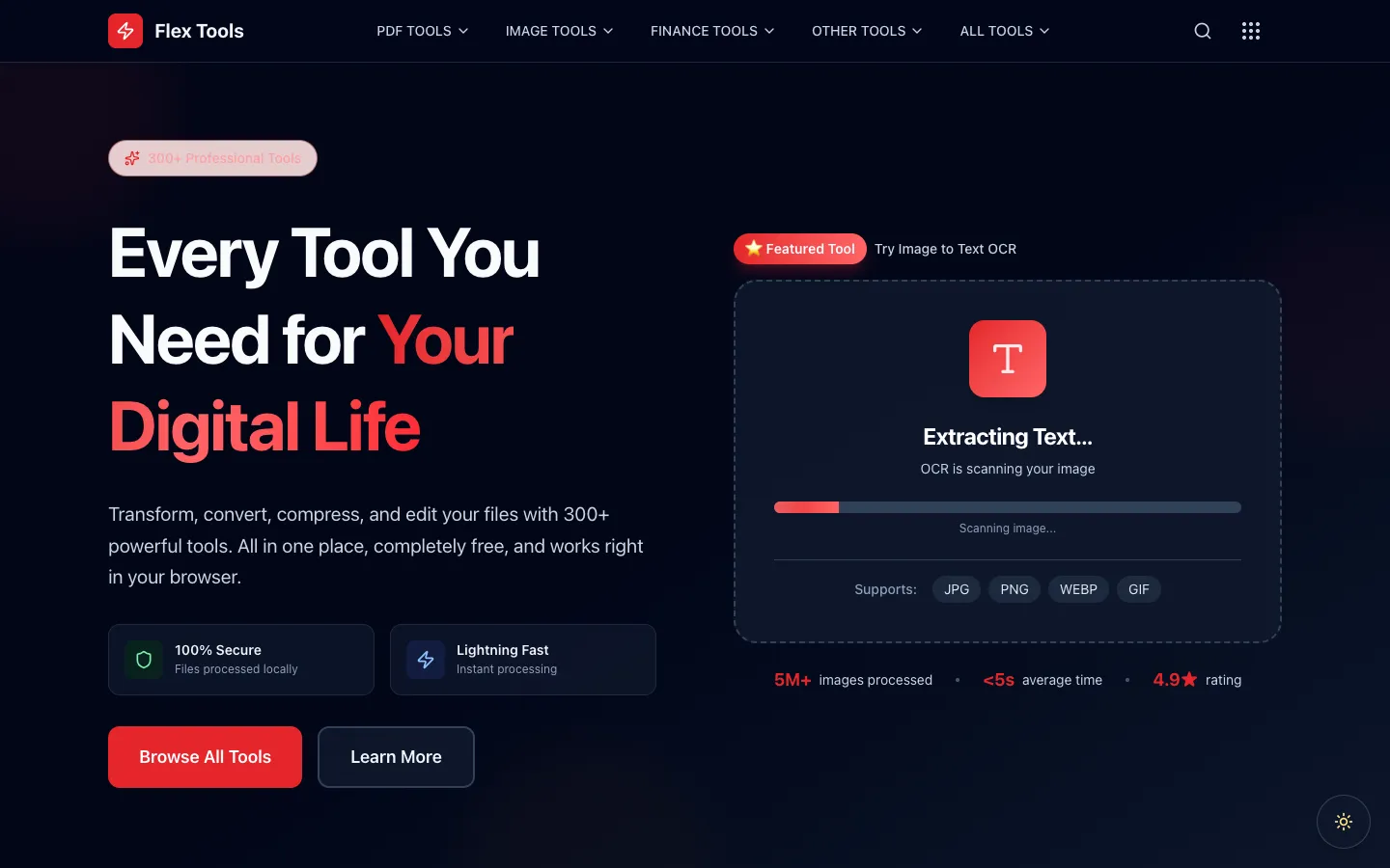 FlexTools homepage: "Every Tool You Need for Your Digital Life"