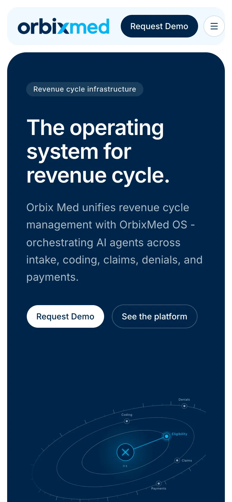 OrbixMed homepage on a phone